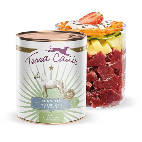 Terra Canis Pferd, Gurke & Erdbeere - Sensitiv Nassfutter, 800g I Premium Hundefutter für verdauungssensible Hunde I Allergenfrei, getreidearm & leicht verdaulich von Terra Canis