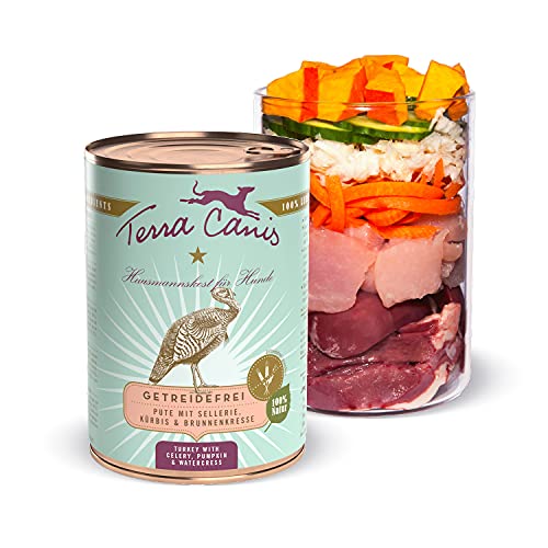 Terra Canis Pute, Sellerie, Kürbis & Brunnkresse - Getreidefreies Nassfutter, 400g I Premium Hundefutter in 100% Lebensmittelqualität Aller Rohstoffe I Reichhaltig, gesund & glutenfrei Terra Canis Pute, Sellerie, Kürbis & Brunnkresse - Getreidefreies Nassfutter, 400g I Premium Hundefutter in 100% Lebensmittelqualität Aller Rohstoffe I Reichhaltig, gesund & glutenfrei von Terra Canis