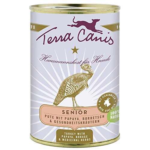 Terra Canis | Pute mit Papaya, Borretsch und Gesundheitskräutern für Senioren | 12 x 400 g Terra Canis | Pute mit Papaya, Borretsch und Gesundheitskräutern für Senioren | 12 x 400 g von Terra Canis