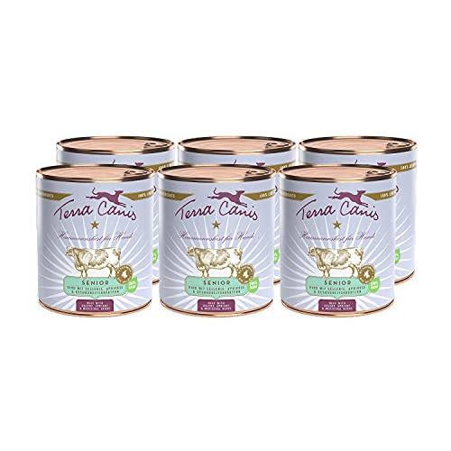 Terra Canis Rind, Sellerie, Aprikose & Gesundheitskräuter - Senior Nassfutter, 6x800g I Premium Hundefutter in 100% Lebensmittelqualität Aller Rohstoffe I Reichhaltig & gesund I Getreidearm von Terra Canis
