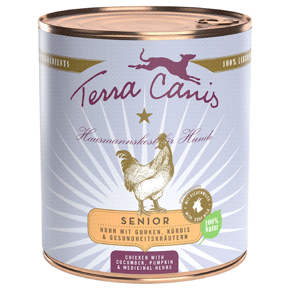 Terra Canis Senior Getreidefrei 6 x 800 g - Huhn mit Gurken, Kürbis und Gesundheitskräutern von Terra Canis