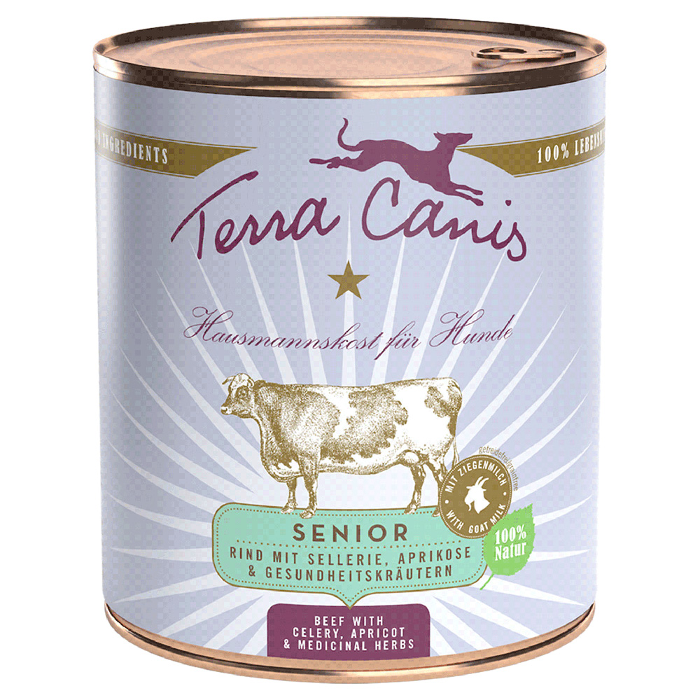 Terra Canis Senior Getreidefrei 6 x 800 g - Rind mit Sellerie, Aprikose und Gesundheitskräutern von Terra Canis