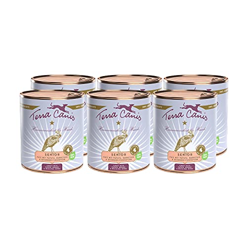 Terra Canis Pute, Papaya, Borretsch & Gesundheitskräuter - Senior Nassfutter, 6x800g I Premium Hundefutter in 100% Lebensmittelqualität Aller Rohstoffe I Reichhaltig & gesund I Getreidearm Terra Canis Pute, Papaya, Borretsch & Gesundheitskräuter - Senior Nassfutter, 6x800g I Premium Hundefutter in 100% Lebensmittelqualität Aller Rohstoffe I Reichhaltig & gesund I Getreidearm von Terra Canis