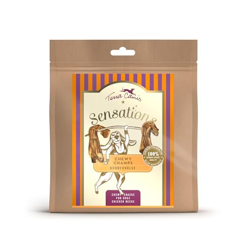 Terra Canis Sensations Chewy Champs - Hühnerhälse 250g I Natürliche, getrocknete Kauartikel I Beschäftigung durch Kauen | Zur Vorbeugung von Zahnsteinbildung I Ergänzungsfuttermittel für Hunde von Terra Canis