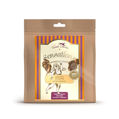 Terra Canis Sensations Chewy Champs - Hühnermägen 200g I Natürliche, getrocknete Kauartikel I Beschäftigung durch Kauen | Zur Vorbeugung von Zahnsteinbildung I Ergänzungsfuttermittel für Hunde von Terra Canis