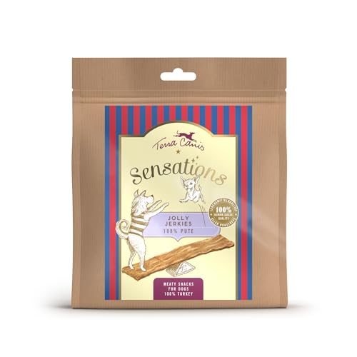 Terra Canis Sensations - Jolly Jerkies 90g I ideal als Kaubeschäftigung I Premium Snack für Hunde in 100% Lebensmittelqualität Aller Rohstoffe I Getreidefrei & glutenfrei (Pute) von Terra Canis