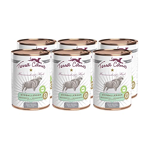 Terra Canis Wasserbüffel mit Süßkartoffel - Hypoallergen Nassfutter, 6x400g I Premium Hundefutter in 100% Lebensmittelqualität Aller Rohstoffe I Allergenarm, Getreide & glutenfrei von Terra Canis