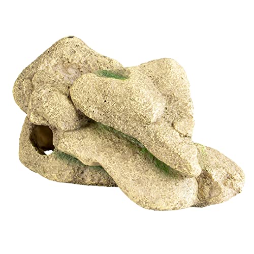 Terra Della, Steinhaufen 2, 23,5 x 13 x 12 cm, hergestellt aus Polyesterharz, harmlos und verblasst Nicht, mit Plattform zum Sonnenbaden & Unterschlupf, realistisch Terra Della, Steinhaufen 2, 23,5 x 13 x 12 cm, hergestellt aus Polyesterharz, harmlos und verblasst Nicht, mit Plattform zum Sonnenbaden & Unterschlupf, realistisch von Terra Della