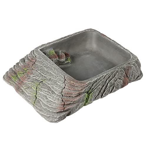 Terra Della, Wasserschale XL – 22,4 x 18,5 x 4,8 cm, Anthrazit, platzsparende Form, mit Kleiner Insektentreppe, funktional und dekorativ, stabil, leicht zu reinigen von Terra Della