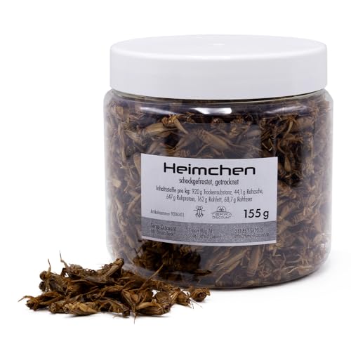 Terra Discount Futter Insekten für Reptilien & Amphibien, Nager, Igel, Schildkröten und weitere Heimtiere (155g, Heimchen Adult) von Terra Discount