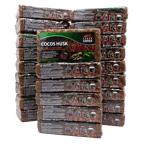 Cocos Husk Brick ca. 500g - gepresster, grober Humusziegel als Terrarienboden für Reptilien und Amphibien, 1 Ziegel ergibt ca. 7 Liter lockeres Substrat (24 Stück - 168 Liter) von Terra Exotica