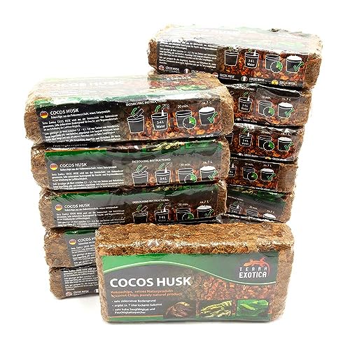Cocos Husk Brick ca. 500g - grob, gepresster Humusziegel als Terrarienboden für Reptilien und Amphibien, 1 Ziegel ergibt ca. 7 Liter lockeres Substrat (12 Stück - 84 Liter) von Terra Exotica