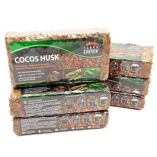 Cocos Husk Brick ca. 500g - grob, gepresster Humusziegel als Terrarienboden für Reptilien und Amphibien, 1 Ziegel ergibt ca. 7 Liter lockeres Substrat (6 Stück - 42 Liter) von Terra Exotica