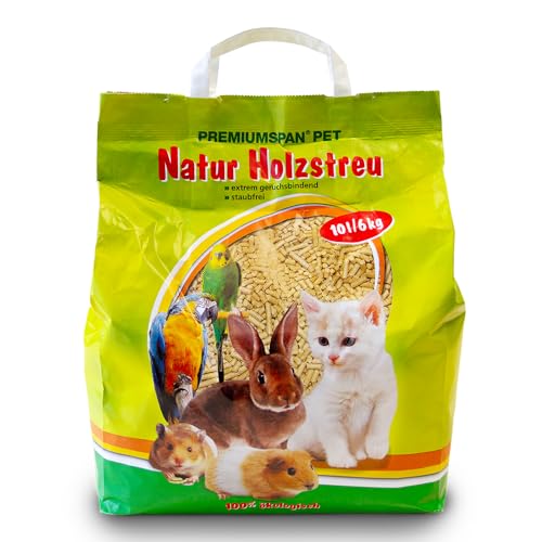 Kleintierpellets Naturholz-Pellets als Einstreu - 10 oder 20 Liter- Kleintierstreu für Hamster, Kaninchen, Nager, Katzen u.ä. - saugstark und geruchsbindend - Nicht klumpende Holzpellets (10 Liter) von Terra Exotica