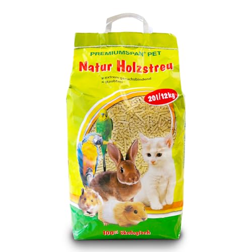 Kleintierpellets Naturholz-Pellets als Einstreu - 10 oder 20 Liter- Kleintierstreu für Hamster, Kaninchen, Nager, Katzen u.ä. - saugstark und geruchsbindend - Nicht klumpende Holzpellets (20 Liter) von Terra Exotica