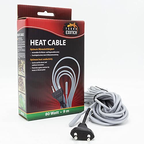 Terra Exotica Heizkabel - 80 Watt / 9 m Heat Cable - Bodenheizung für Terrarien - Terrarium Heizung - Silikonheizkabel für optimale Wärmeleitfähigkeit von Terra Exotica