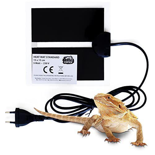 Terra Exotica Terrarium Heizmatte Standard 5 Watt, 15x15 cm - 5W, 7W, 14W, 20W, 28W, 35W, 45W - Wärmematte für Reptilien z.B. Schildkröten Schlangen Eidechsen von Terra Exotica
