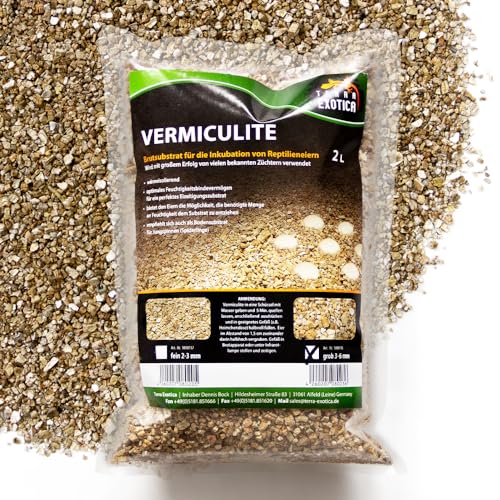 Vermiculite grob 3-6 mm Terrarium Bodengrund - Terrariensubstrat Brutsubstrat für Reptilien - Inkubationssubstrat für Reptilieneier - steril, bakterien- und keimfrei (ca. 2 Liter) von Terra Exotica