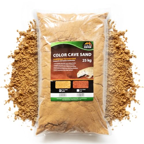 Terrarium Sand Color Cave Sand gelb in 5, 10 und 25 Kg - natürlicher, grabfähiger Sand zum Bauen von Höhlen und Verstecken - für Reptilien, Wirbellose & versch. Kleinsäuger (25 Kg) von Terra Exotica