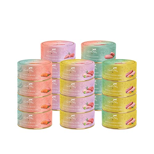 TERRA FELIS Gourmetpaket Multiprotein, 20x80g I Premium Katzennahrung in 100% Lebensmittelqualität Aller Rohstoffe I Hohe Akzeptanz, 90% Fleischanteil, getreidefrei I Alleinfuttermittel von Terra Felis