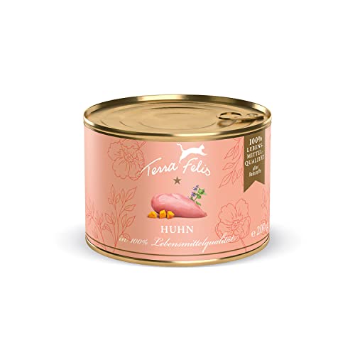 TERRA FELIS Huhn, Mono-Protein Nassfutter, 200g I Premium Katzennahrung in 100% Lebensmittelqualität Aller Rohstoffe I Hohe Akzeptanz, 90% Fleischanteil, getreidefrei I Alleinfuttermittel TERRA FELIS Huhn, Mono-Protein Nassfutter, 200g I Premium Katzennahrung in 100% Lebensmittelqualität Aller Rohstoffe I Hohe Akzeptanz, 90% Fleischanteil, getreidefrei I Alleinfuttermittel von Terra Felis