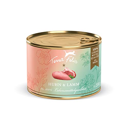 TERRA FELIS Huhn & Lamm, Multi-Protein Nassfutter, 200g I Premium Katzennahrung in 100% Lebensmittelqualität Aller Rohstoffe I Hohe Akzeptanz, 90% Fleischanteil, getreidefrei I Alleinfuttermittel TERRA FELIS Huhn & Lamm, Multi-Protein Nassfutter, 200g I Premium Katzennahrung in 100% Lebensmittelqualität Aller Rohstoffe I Hohe Akzeptanz, 90% Fleischanteil, getreidefrei I Alleinfuttermittel von Terra Felis