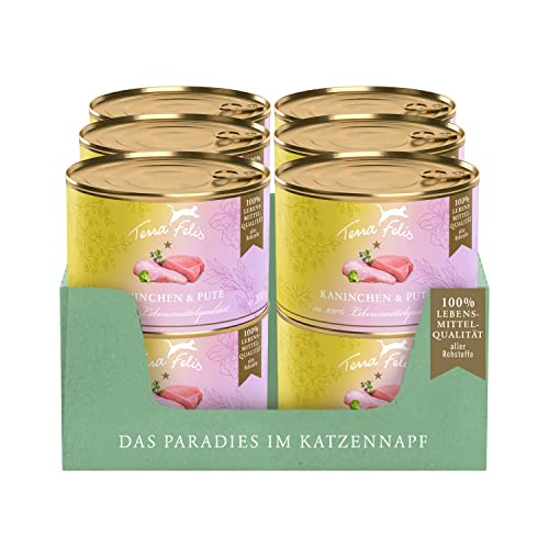 TERRA FELIS Kaninchen & Pute, Multi-Protein Nassfutter, 12x200g I Premium Katzennahrung in 100% Lebensmittelqualität Aller Rohstoffe I 90% Fleischanteil, getreidefrei I Alleinfuttermittel TERRA FELIS Kaninchen & Pute, Multi-Protein Nassfutter, 12x200g I Premium Katzennahrung in 100% Lebensmittelqualität Aller Rohstoffe I 90% Fleischanteil, getreidefrei I Alleinfuttermittel von Terra Felis