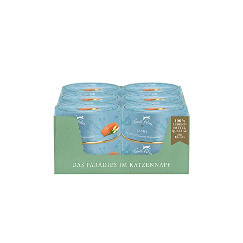 TERRA FELIS Lachs, Mono-Protein Nassfutter, 12x80g I Premium Katzennahrung in 100% Lebensmittelqualität Aller Rohstoffe I Hohe Akzeptanz, 90% Fleischanteil, getreidefrei I Alleinfuttermittel von Terra Felis