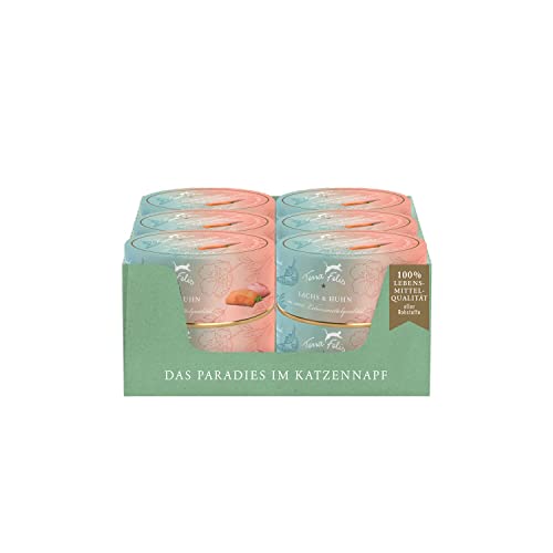 TERRA FELIS Lachs & Huhn, Multi-Protein Nassfutter, 12x80g I Premium Katzennahrung in 100% Lebensmittelqualität Aller Rohstoffe I 90% Fisch- & Fleischanteil, getreidefrei I Alleinfuttermittel von Terra Felis