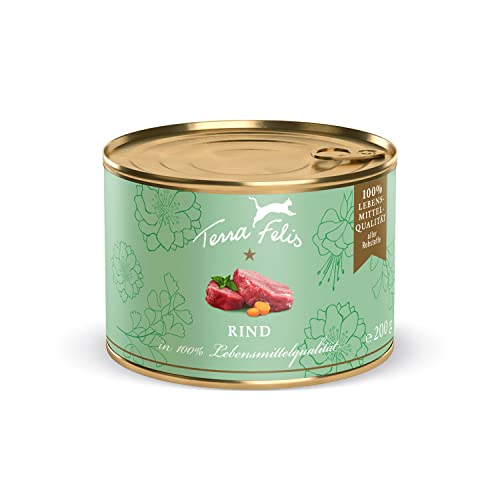 TERRA FELIS Rind, Mono-Protein Nassfutter, 200g I Premium Katzennahrung in 100% Lebensmittelqualität Aller Rohstoffe I Hohe Akzeptanz, 90% Fleischanteil, getreidefrei I Alleinfuttermittel TERRA FELIS Rind, Mono-Protein Nassfutter, 200g I Premium Katzennahrung in 100% Lebensmittelqualität Aller Rohstoffe I Hohe Akzeptanz, 90% Fleischanteil, getreidefrei I Alleinfuttermittel von Terra Felis