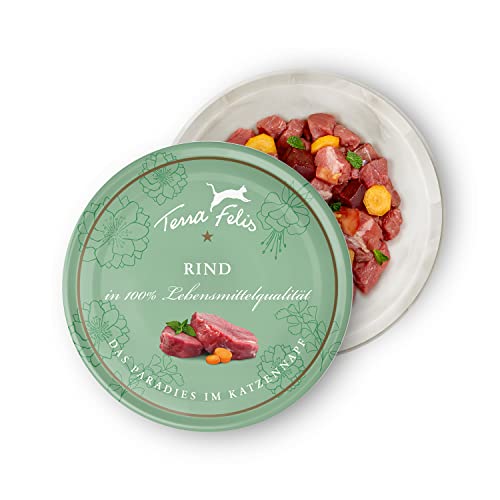 TERRA FELIS Rind, Mono-Protein Nassfutter, 80g I Premium Katzennahrung in 100% Lebensmittelqualität Aller Rohstoffe I Hohe Akzeptanz, 90% Fleischanteil, getreidefrei I Alleinfuttermittel TERRA FELIS Rind, Mono-Protein Nassfutter, 80g I Premium Katzennahrung in 100% Lebensmittelqualität Aller Rohstoffe I Hohe Akzeptanz, 90% Fleischanteil, getreidefrei I Alleinfuttermittel von Terra Felis