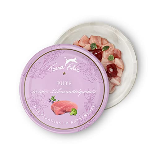 Terra Felis Felis Pute, Mono-Protein Nassfutter, 80g I Premium Katzennahrung in 100% Lebensmittelqualität Aller Rohstoffe I Hohe Akzeptanz, 90% Fleischanteil, getreidefrei I Alleinfuttermittel Terra Felis Felis Pute, Mono-Protein Nassfutter, 80g I Premium Katzennahrung in 100% Lebensmittelqualität Aller Rohstoffe I Hohe Akzeptanz, 90% Fleischanteil, getreidefrei I Alleinfuttermittel von Terra Felis