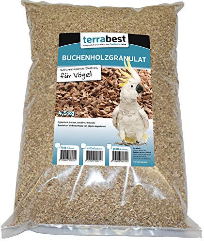 Terrabest Buchenholzgranulat, Einstreu für Vögel 4,5KG grob, mittel, fein (fein (1-3mm)) von Terrabest