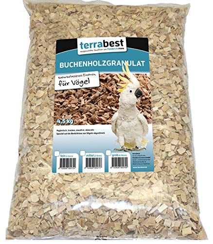 Terrabest Buchenholzgranulat, Einstreu für Vögel 4,5KG grob, mittel, fein (grob (4-10mm)) von Terrabest