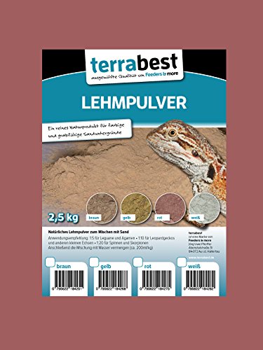 Terrabest Lehmpulver - rot 2,5kg zum mischen von Terrariensand Naturlehm von Terrabest