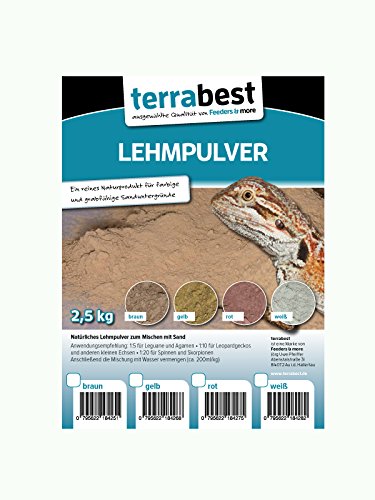 Terrabest Lehmpulver - weiß 2,5kg zum mischen von Terrariensand Naturlehm von Terrabest