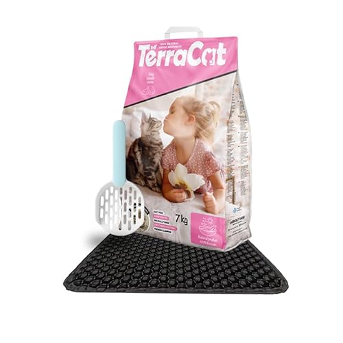 Terracat Katzenstreu 9L-7Kg, Katzenklo Matte, und Katzen Schaufel, Klumpstreu für Katzen, Doppelschicht Katzenstreu Matte, Flache Katzenklo Schaufel, Ideal für Alle Katzenrassen, Babypuder Duft Terracat Katzenstreu 9L-7Kg, Katzenklo Matte, und Katzen Schaufel, Klumpstreu für Katzen, Doppelschicht Katzenstreu Matte, Flache Katzenklo Schaufel, Ideal für Alle Katzenrassen, Babypuder Duft von Terracat