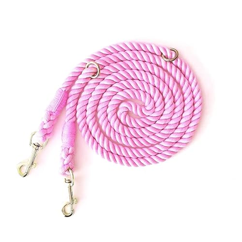 Tesitehi Multifunktionale Hundeleine, 2,5 m, mit verstellbarem Doppel-Drehhaken, freihändig für kleine, mittelgroße und große Hunde, Laufen, Wandern, Camping, Spazierengehen (zartes Pink) von Tesitehi