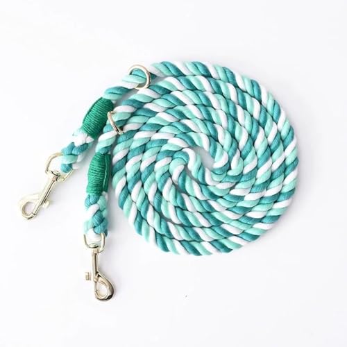 Tesitehi Multifunktionale Hundeleine aus Seil, 2,5 m, mit verstellbarem doppeltem Drehhaken, freihändig für kleine, mittelgroße und große Hunde, Laufen, Wandern, Camping, Spazierengehen, Grün von Tesitehi