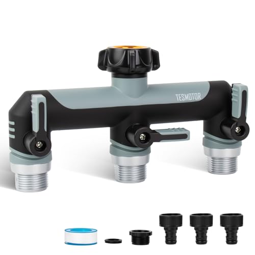 Tesmotor 3-Wege T-Verteiler für Wasserhähne, 3er Verteiler 3/4" Adapter mit Kugelhahn zum Einstellen und Absperren des Wasserflusses Tesmotor 3-Wege T-Verteiler für Wasserhähne, 3er Verteiler 3/4" Adapter mit Kugelhahn zum Einstellen und Absperren des Wasserflusses von Tesmotor