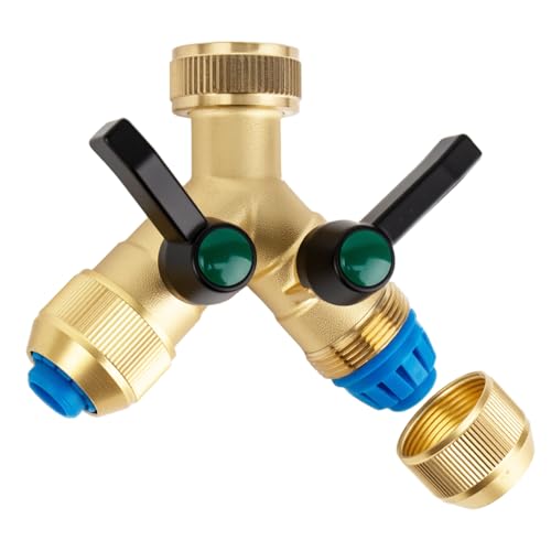 Tesmotor Messing Hahnanschlussstück, 2-Wege Y-Verteiler für Wasserhähne, Gartenschlauch-Verbindungssatz Tesmotor Messing Hahnanschlussstück, 2-Wege Y-Verteiler für Wasserhähne, Gartenschlauch-Verbindungssatz von Tesmotor