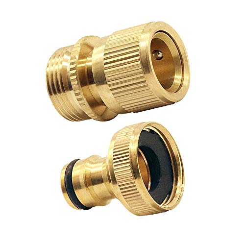 Tesmotor Messing Wasserschlauchanschlüsse, Wasserschlauch 3/4 Zoll Buchse und Stecker Schnellanschlussadapter （1 Paar） von Tesmotor