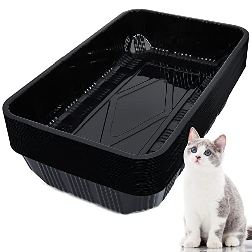 30 Stück kleine Einweg-Katzentoilette für kleine Haustiere, Kunststoff, Einweg-Katzentoiletten, für Kätzchen, recycelbar, Kunststoff, für Haustierreisen, 41 x 26 x 8,6 cm (schwarz) von Tessco