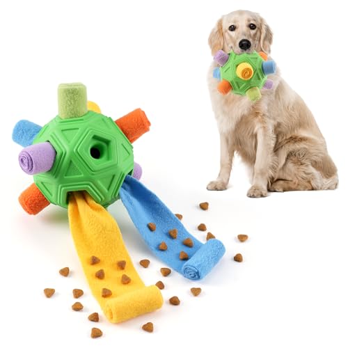 Tesytto Chewers Kauspielzeug für Hunde, interaktiver langlebiger Schnüffelball für Hunde zur Nahrungssuche,Schnüffelmatte,Slow-Food-Training,um Langeweile zu lindern und anzuregen (Buntes Grün) von Tesytto