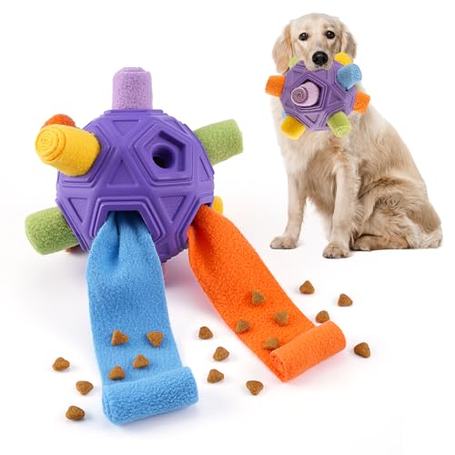 Tesytto Chewers Kauspielzeug für Hunde, interaktiver langlebiger Schnüffelball für Hunde zur Nahrungssuche,Schnüffelmatte,Slow-Food-Training,um Langeweile zu lindern und anzuregen (Buntes Lila) von Tesytto