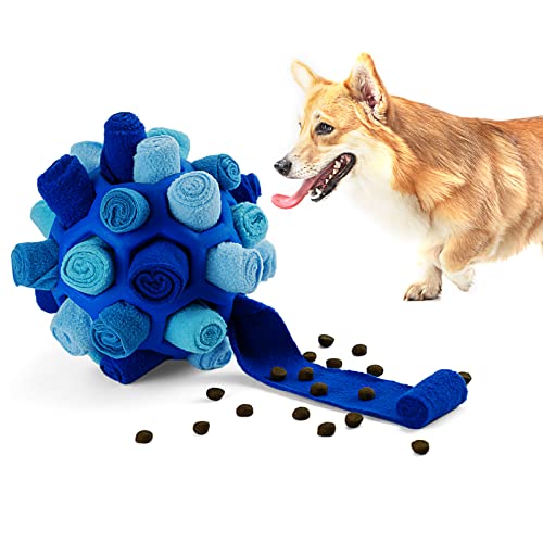 Tesytto Schnüffelball für Hunde Interaktives Hundespielzeug Ermutigen Natürliche Nahrungsfähigkeit Slow Food Training Bissresistenter Welpe Spielen Tragbare Hunde Intelligenzspielzeug(Herbstblau) von Tesytto
