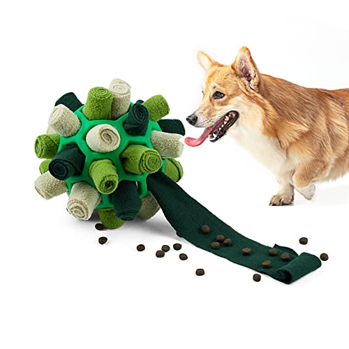 Tesytto Schnüffelball für Hunde Interaktives Hundespielzeug Ermutigen Natürliche Nahrungsfähigkeit Slow Food Training Bissresistenter Welpe Spielen Tragbare Hunde Intelligenzspielzeug(Ländliches Grün) von Tesytto