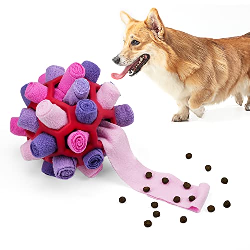 Tesytto Schnüffelball für Hunde Interaktives Hundespielzeug Ermutigen Natürliche Nahrungsfähigkeit Slow Food Training Bissresistenter Welpe Spielen Tragbare Hunde Intelligenzspielzeug(Sommer Rosa) von Tesytto