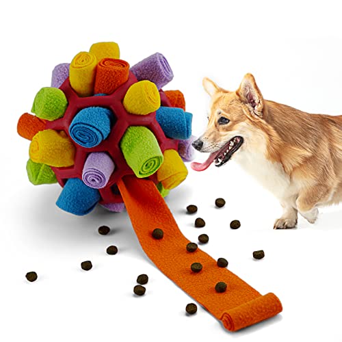 Tesytto Schnüffelball für Hunde Interaktives Hundespielzeug Ermutigen Natürliche Nahrungsfähigkeit Slow Food Training Bissresistenter Welpe Spielen Tragbare Hunde Intelligenzspielzeug(Winterrot) von Tesytto