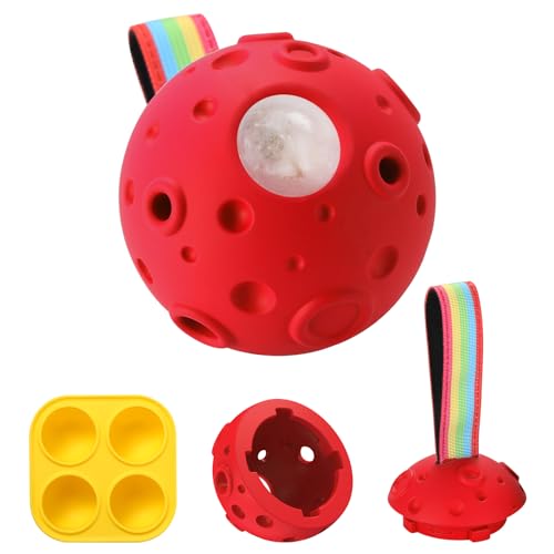 Tesytto Leckerli Spender Hundespielzeug, DIY-befüllbares Leckerli-Spielzeug, Leckerli-Tablett für große, mittelgroße und kleine Hunde, interaktives Puzzle-Kauspielzeug mit Silikonformen (Rot) von Tesytto